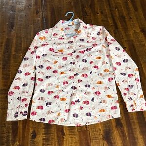 Look Cruel Girl Kids Colorful Armadillo Pearl Snap Shirt XL 12